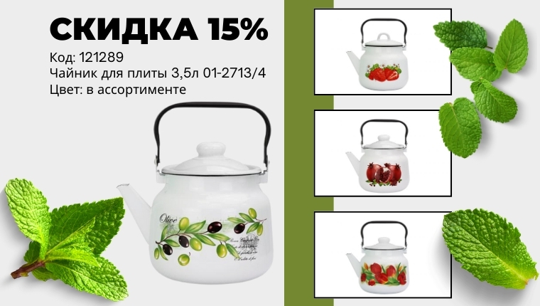 Скидка 15% Чайник для плиты 3,5л 01-2713/4